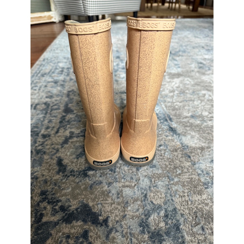 Bogs Kids Rain Boot Glitter Waterproof Rubber Boots Gold Size 1 Youth 72399-689 - Picture 3 of 7